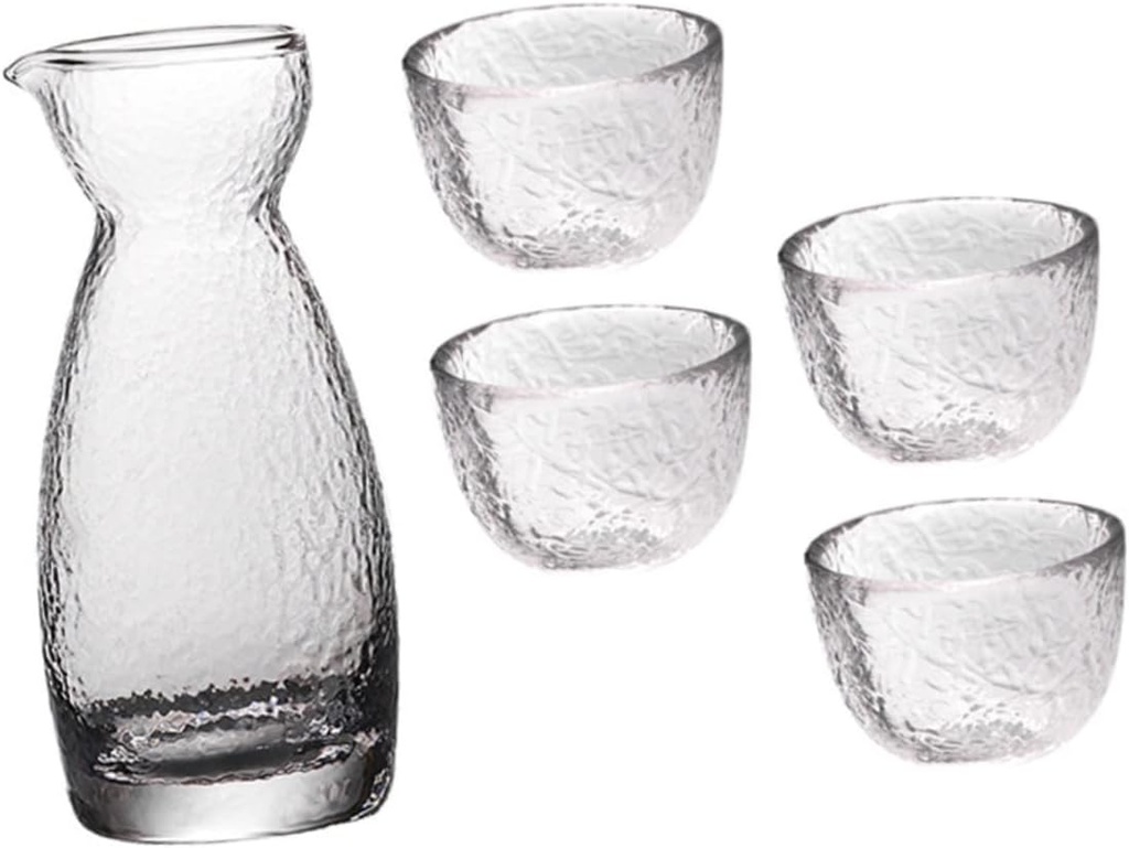 Cabilock 1set Stemless Wine Glasses Set Sake Cup Pot Kit Cups Lids Multipurpose