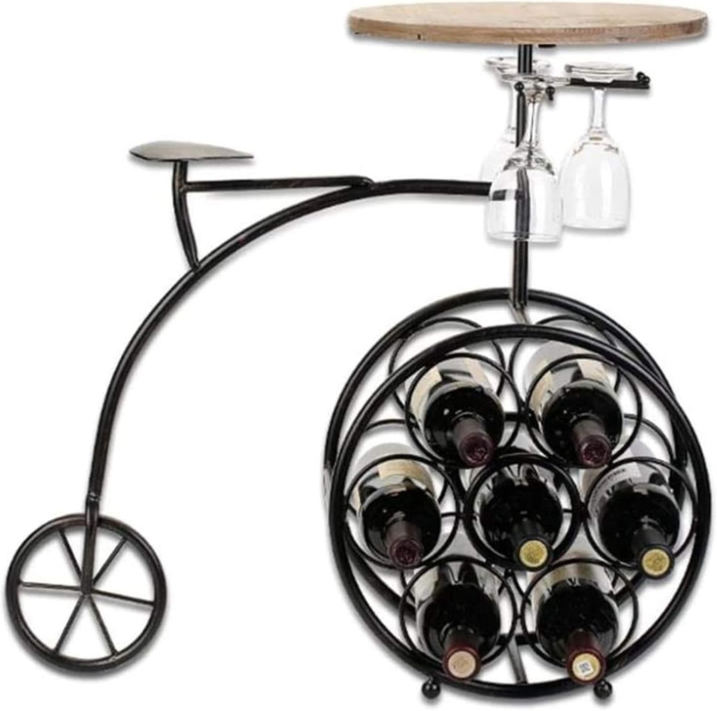 Modern Metal Black 7 Bottle Cellar Cellar Organizer Rack with Glass Wine Glass Display Stand Collection for Kitchen Bar Wine Rack