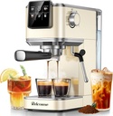 Espresso Machine, 20 Bar Espresso Maker Milk Frother & LCD Panel, Hot & Iced Coffee Machine, Stainless Steel Espresso Coffee Machine with 41oz Water Tank for Cappuccino, Latte