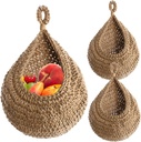 Hanging Wall Basket, 3Pcs Onion Basket Coat Bohemian Storage Fruit Wall Hooks for Kitchen Home Restaurant Storage Vegetable/7.5x9.8