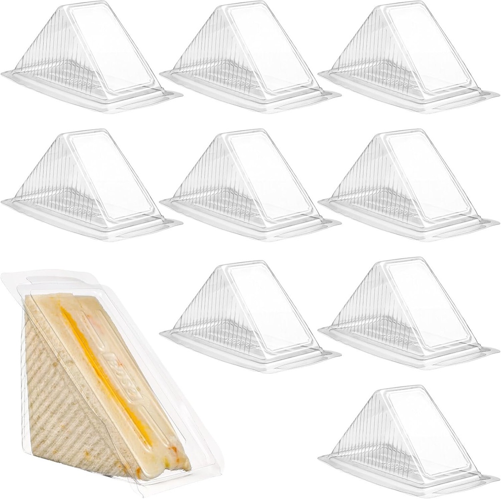 Cabilock Clear Plastic Sandwich Packaging Box 5.9 Inch Transparent Triangle Sandwich Container for Bakery Cake Mousse Takeout Food Storage