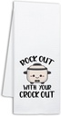 Funny Crock Pot Kitchen Towels, Rock Out with Your Crock Out, Humor Saying Dish Towels for Kitchen Decor, Cooking Gifts for Chef, Sweet Housewarming Gifts for Women Hostess Housewife Friend