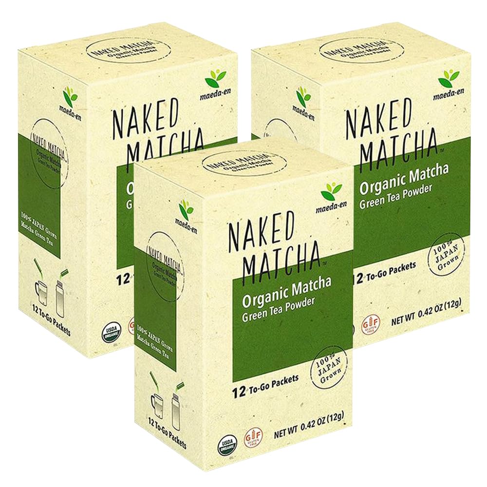 MAEDA-EN NAKED MATCHA Organic Matcha Green Tea Powder 36 Packets Smoothie Latte Hot Iced Drink Japanese Origin Green Tea Individually Wrapped 08301 3pk