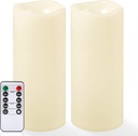 NURADA Large Outdoor Flameless Candles 10" x 4" - Waterproof LED Pillar Flickering Candle Battery Operated with Timer Remote Control for Patio Porch Lanterns Decor - Long Lasting Set of 2