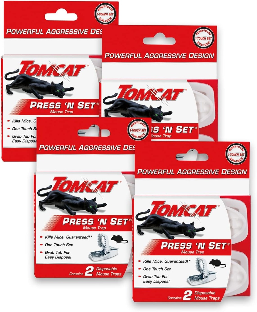 Tomcat Press 'N Set Mouse Trap, 4-Pack (8 Traps)