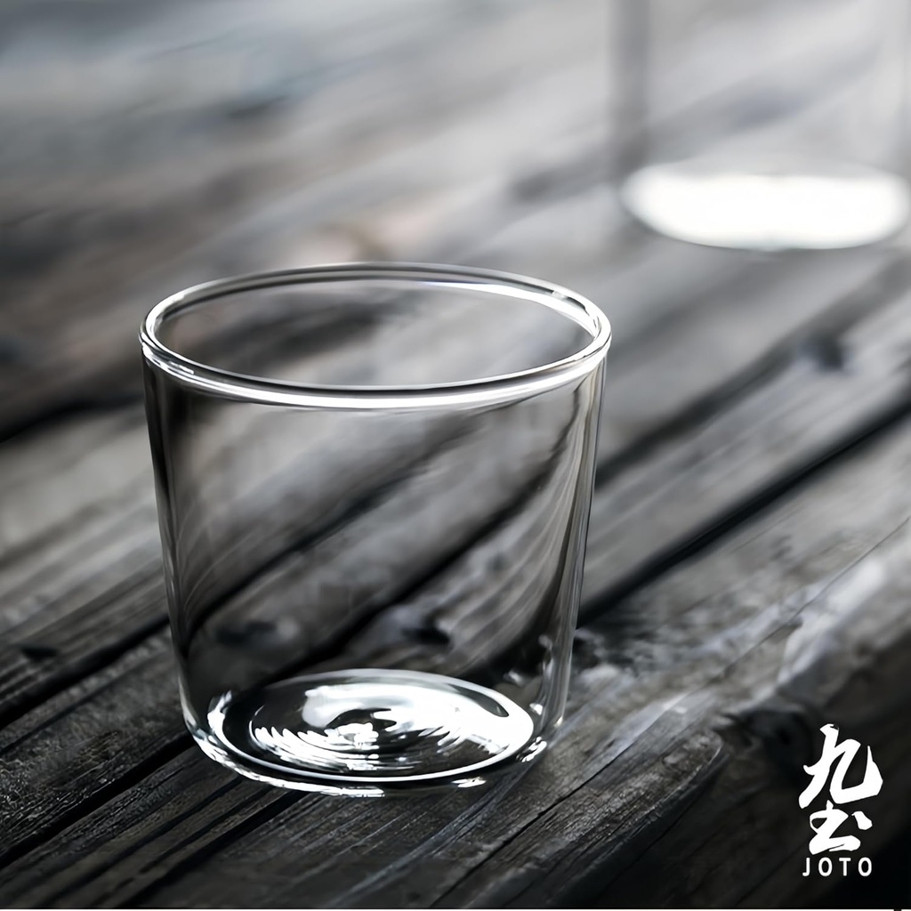 JOTO - Transparent Glass Pitcher and Cup Set, 13 Ounce Borosilicate Glass, Hot and Cold Safe, Lidless Carafe for Iced Tea, Water, Cocktails, Lemonade, Sangria, Juice (Transparent Style)