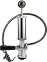 MRbrew Keg Party Pump, American D System Beer Keg Tap Keg Hand Pump 4'' Picnic Pump with Beer Faucet & Beer Hose, Chrome-Plated Keg Draft Beer Party Pump with 2 Hose Clamps Kegerator Pump for Homebrew