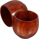 2Pcs Japanese Style Wood Sake Cups Natural Elegant Tea Drinking Cups for Home Bar Restaurant Smooth Finish Wooden Teacups