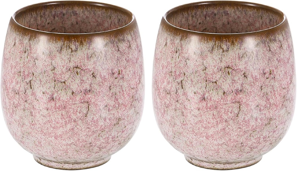 HARFINGTON 2pcs Chinese Ceramic Teacups 5.75oz Traditional Gong Fu Tea Set Ceramic Mate Teacup Japanese No Handle Small Coffee Cup for Mate Tea Coffee Wine Drinks, Light Pink