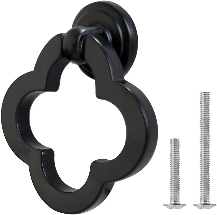 Matte Black Cabinet Knobs, 8 Pack Zinc Alloy Cupboard Knobs Dresser Drawer Knobs with Screws, Pulls for Kitchen, Dressers and Closets