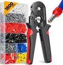 Ferrule Crimping Tool Kit,Wire Ferrule Kit Crimper Connectors，4 corners Self-adjustable AWG23-7 gauge 1800PCS Ferrules Electrical Terminal，Crimpers Tools Pin Terminals Ratchet Pliers for Audio,Car,DIY