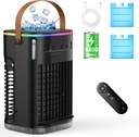 5 IN 1 Small Portable Air Conditioner, 2025 Upgraded Portable AC Unit, 3 Speeds, 2 Ice Packs, 5400mAh Built-In Battery, 1200ML Water Tank, 7H Smart Timer, Remote Control for Office Bedroom