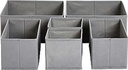 Amazon Basics Cloth Drawer Storage Organizer Boxes for Socks, Underwear and Baby Items, Set of 6, Gray