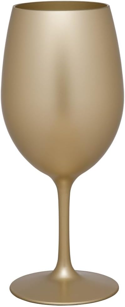 Set of 4 Metallic Gold Color Plastic Wine Glasses, 20oz Capacity, Unbreakable Stemmed Acrylic Design