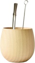 Wooden Yerba Cup Set, Japanese Traditional Wooden Sake Cups Set, Wood Cup with Bombilla Yerba Straw and Cleaning Brush