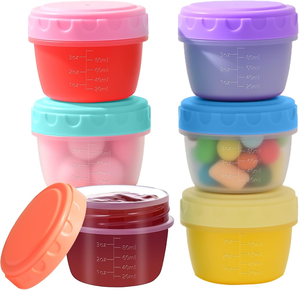 6 Pack 4oz Salad Dressing Container to Go,Small Plastic Containers with Lids, Sauce Cups, and Condiment Cups with Lids,Reusable and Leakproof Small Sauce Containers for Lunch Box