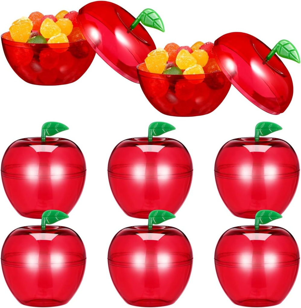 24Pcs Christmas Candy Boxes,Mini Plastic Filled Red Apple Containers,Chocolate Treat Cookie Jar Favor Boxes for Party Wedding Christmas Valentine's Day