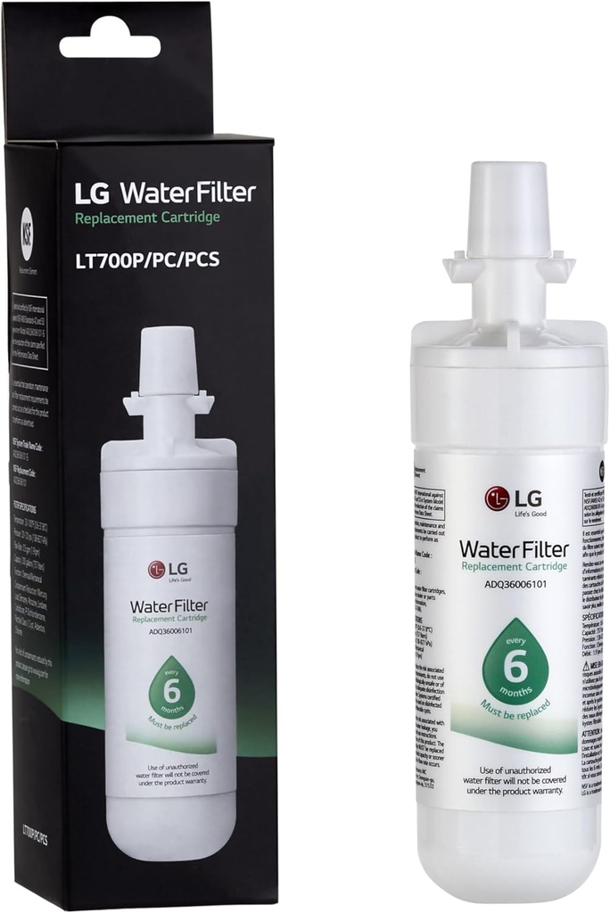 LG 6 month / 200 Gallon Capacity Replacement Refrigerator Water Filter (LT700P), WHITE