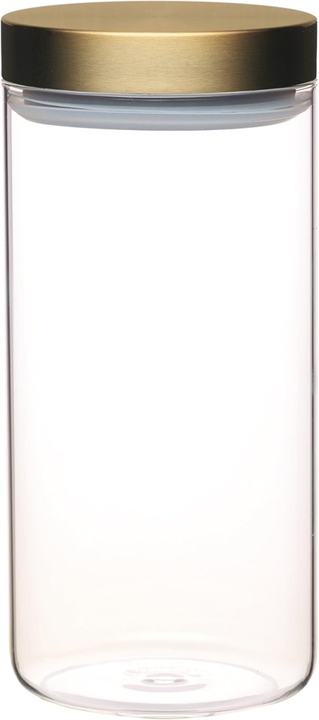 MasterClass KitchenCraft Airtight Glass Food Storage Jar with Brass Lid, Transparent, 1.5 L (2.75 Pints)