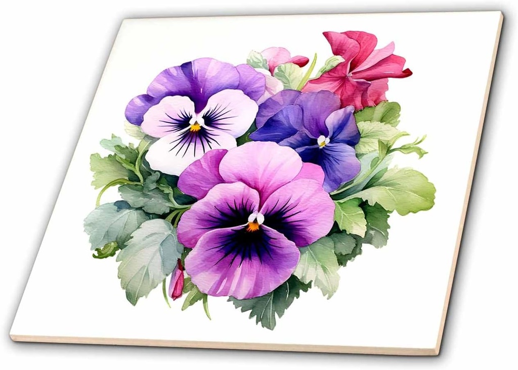 6 Inch Ceramic Tile - Pretty Pansy Flower Illustration Illustrations