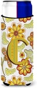 Letter C Floral Mustard and Green Ultra Beverage Insulators for slim cans