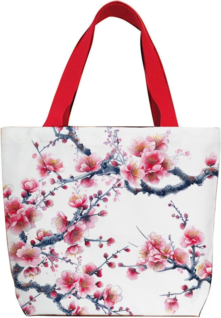 STARDICE Beautiful Flower Painting Print Canvas Reusable Tote Bag For Shopping Beach Kitchen Grocery & Book