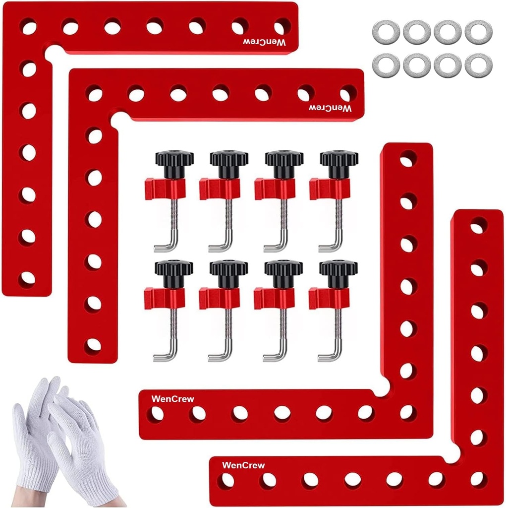 Corner Clamps for Woodworking, WenCrew 4 Pack 90 Degree Right Angle Clamp, 5.5" Aluminum Clamping Squares Woodworking Tools for Cabinets, Drawers, Frames, DIY Projects, Gifts for Men Dad