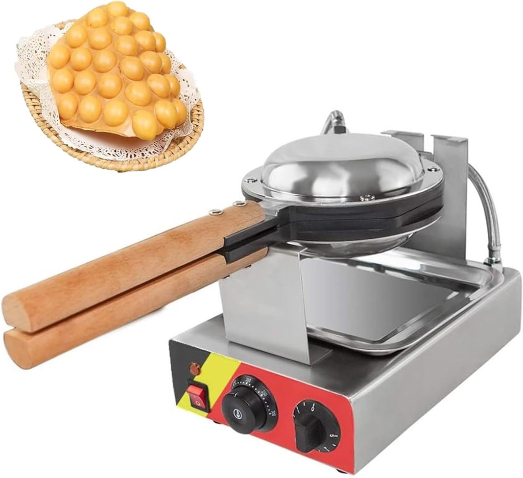 1400w Egg Waffle Baking Mold, Electric Nonstick Waffle Maker Egg Waffle Pan, Waffler Iron Mould with Ready Indicator Light, for Home Commercial Restaurant Use