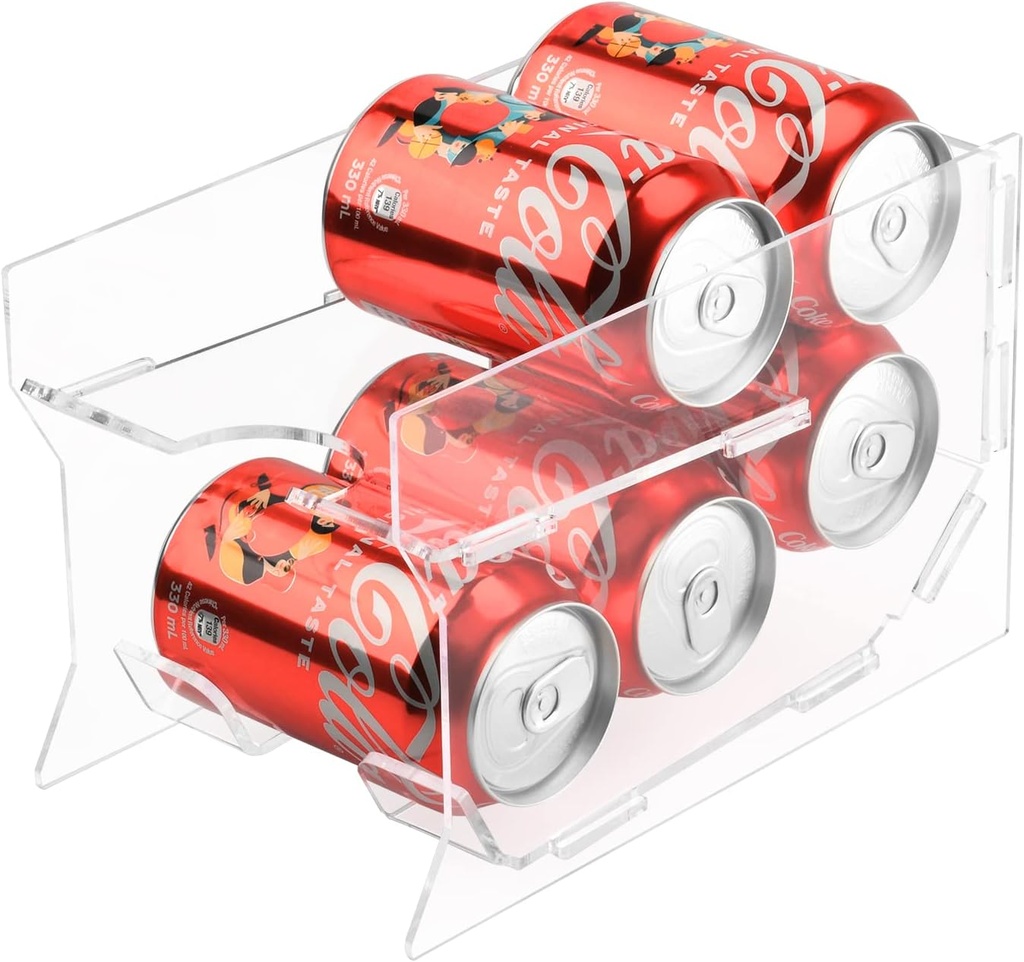Soda Can Organizer for Mini Fridge, 9'' Acrylic Rolling Can Organizer Dispenser, Auto Beverage Can Holder Rack, Can Storage Organizer, Can Drink Holder for Canned Food Beer 12oz Standard Cans