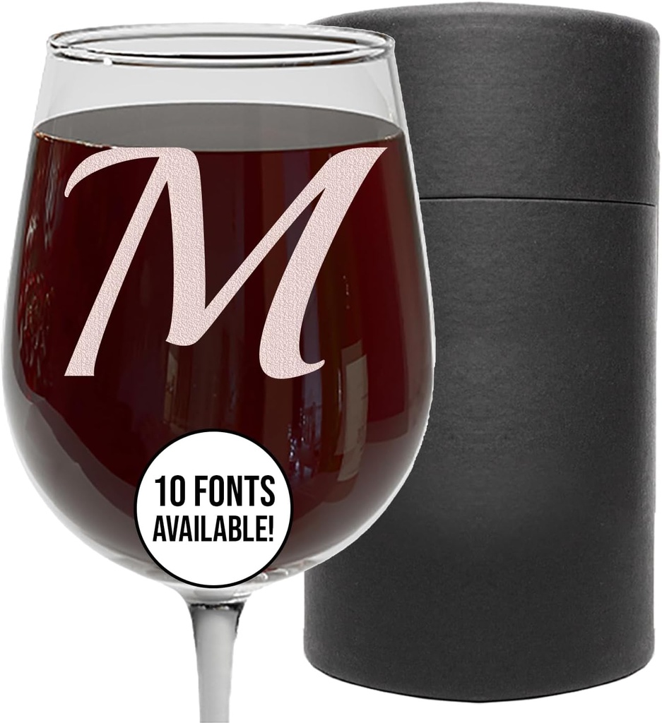 Personalized Mothers Day Etched 16oz Stemmed Wine Glass Cup, Custom Mum Red Wine Gifts for Women Her Mom, Drinking Glasses, Customized Mom, Birthday Decorations Decor - Pick Your Letter