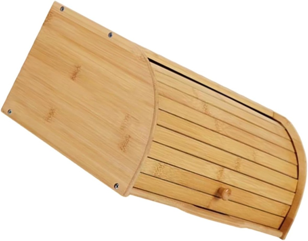 Mikinona Farmhouse Style Bamboo Bread Storage Box Sliding Cover Countertop Bread Organizer