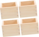 IMIKEYA 4pcs Wooden Sake Cup Traditional Japanese Design Tableware for Sake and Sushi Sturdy Square Holder for Gatherings and Home Use