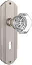 Nostalgic Warehouse Deco Plate with Waldorf Crystal Knob, Privacy - 2.375", Satin Nickel