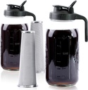 Cold Brew Coffee Maker 64 Oz Mason Jar Iced Coffee Maker 2 Set Half Gallon Glass Pitcher With Pour Spout Lids 2 Quart Wide Mouth Cold Brew Pitcher With Strainer For Fridge, Lemonade, Cold Brew, Milk