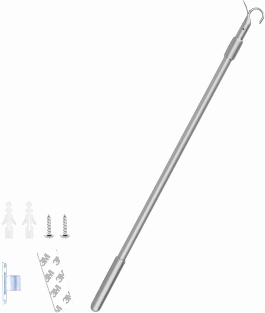 Draw Rod for Cordless Roller Shade Blinds 13"-24" Length Adjustable Drapery Pull Rod for Window Shades Zebra Easy-Grip Design Up and Down Easy to Pull