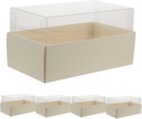 Cabilock 5pcs Large Cardboard Boxes for Macarons Bakery Cake Roll Packaging Transparent Dessert Boxes Bulk Cake Carriers