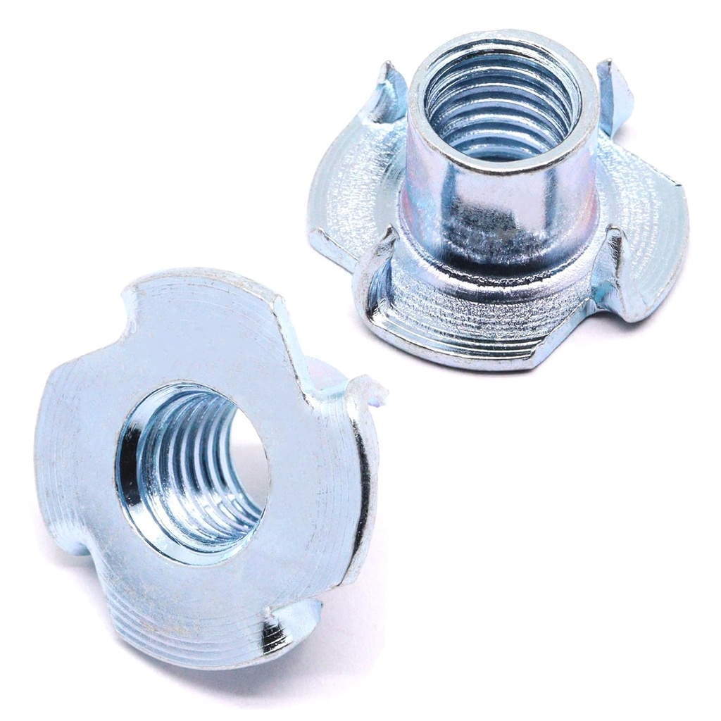 M10 T Nuts 80Pcs Threaded Inserts T-Nuts, Zinc-Plated Steel 4 Pronged Tee Nut for Wood, Rock Climbing Holds Cabinetry