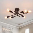 Industrial 6-Light Semi Flush Mount Ceiling Light Fixture, Oil Rubbed Bronze Modern Ceiling Lights, Rustic Sputnik Ceilings Lamp for Living Room Hallway Foyer Entryway