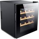 Wine Cooler Refrigerator Fridge 16 Bottles Single Zone Wine Cellar Freestanding Wine Chiller with Double-Layer Glass Door Touch Screen Stainless Steel