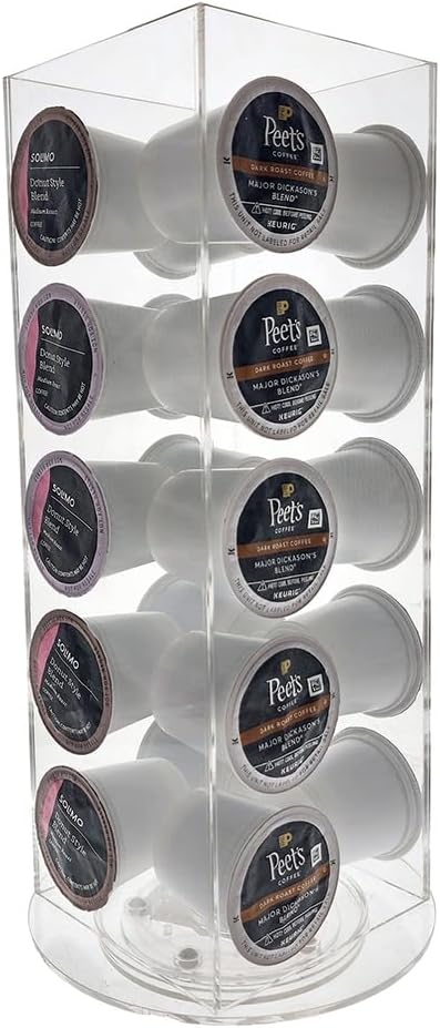 OnDisplay Luxe Acrylic Coffee Pod Carousel Holder - Holds 20 Capsules - Compatible with Keurig® K-Cups - Space Saving Organizer for Coffee/Tea Capsules