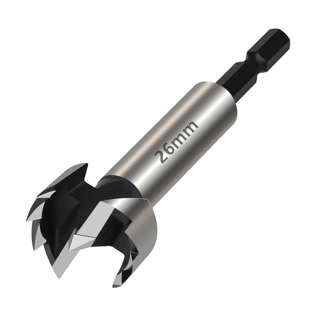 Hole Saw Hinge Boring Drill Bits 1/4"(6.35mm) Hex Shank High Carbon Steel Cutter(26mm)