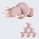 AmorArc Ceramic Dinnerware Sets for 6, 24Pieces Handpainted Plates and Bowls Set with Rustic Terracotta Underside, Scratch Resistant Stoneware Dishes Set, Dishwasher & Microwave Safe