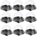 Garneck 50pcs Black Round Yolk Crisp Box Plastic Dessert Packaging for Cakes Muffins and Treats for Parties and Special Occasions