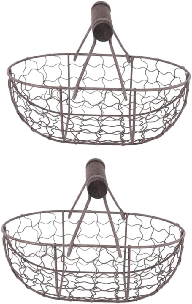 Amosfun 2pcs Vintage Iron Baskets Fruit and Vegetable Holder Baskets Kitchen Storage Bins for Countertop