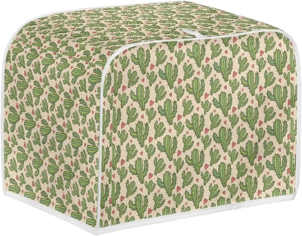 FKELYI Green Cactus Floral Toaster Cover 4 Slice Washable Kitchen Small Appliance Cover Bread Maker Dustproof Cover