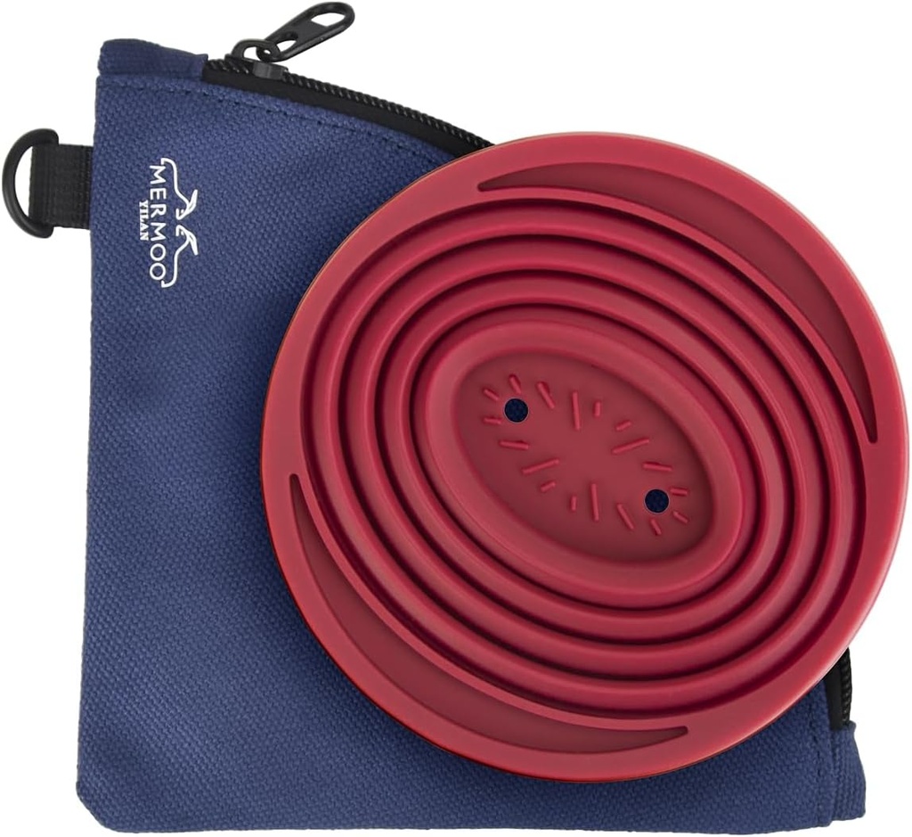 MERMOO YILAN Collapsible Silicone Pour Over Coffee Dripper - Red Portable Coffee Filter Holder with Bonus Storage Bag | Dishwasher Safe, BPA-Free, Camping & Travel Essential