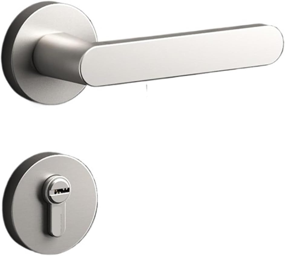 Lock Indoor Bedroom Door Lock Room Silent Brushed Household Door Lock Suitable for Door Thickness 35-50mm(Without Key)