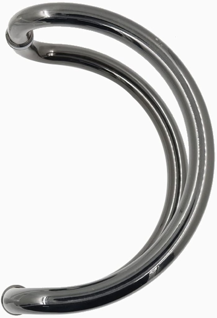 C-Shaped Push Pull Door Handle Round Tube,Glass Door Handles for Bathroom/Kitchen/Studio,Paired Handle Pull Hardware Set,25mm/1" Diameter(Dark Grey)