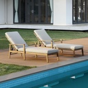 2-Pack Teak Chaise Lounge Chairs, Aluminum Outdoor Pool Lounge Chair Set with Thick Cushions, 6-Position Adjustable Patio Loungers, Outdoor Lounge Chairs Furniture for Poolside, Beach, Yard