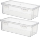 2Pcs Transparent Kitchen Bread Container with Airtight Sealing Lid Medium Loaf Bread Storage Boxes for Refrigerator Food Organization and Fresh Keeping